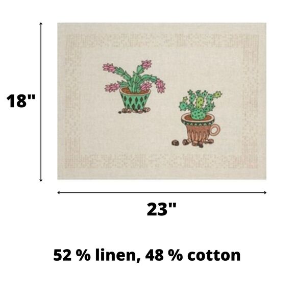 Kitchen Towels Linen Set with Loop Cactus Decor Tea Towels(23x18" each) - Picture 3 of 10